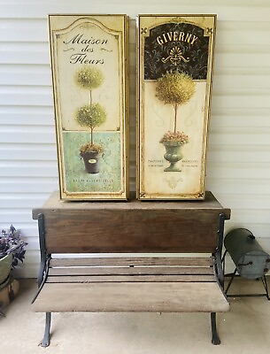 #ad Wall Art 40” Tall Wood 2pc French Cottage Topiary Art In Motion Angela Staehling $40.00