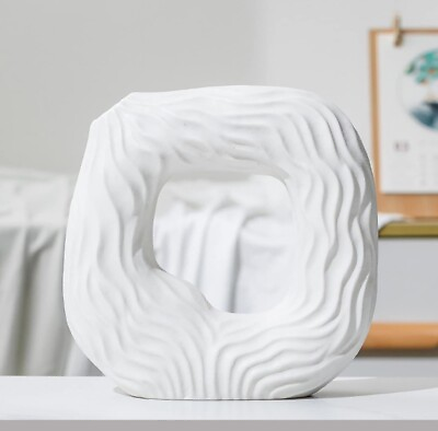 #ad #ad White Ceramic Nordic Vase Wave Finish Decorative Vase Modern Elegant Home Decor $19.95