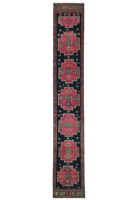 #ad Geometric Tribal Distressed Wool 2X13 Vintage Oriental Runner Rug Hallway Carpet $407.96