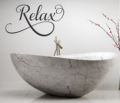 #ad RELAX BATHROOM LETTERING QUOTE VINYL WALL DECAL FANCY WORDS BATH SOAK LETTERING $10.61