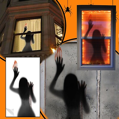 #ad #ad 1PC Halloween Horror Peeping Tom Blood Handprint Ghost Wall Stickers Decoration $9.69