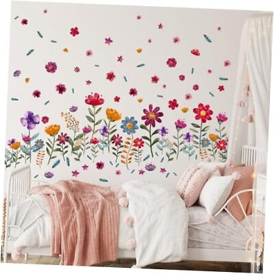 #ad 49.6 x 29.52 Inch Flowers Wall Decals Florals Wall Stickers Spring Spring 4 $20.62