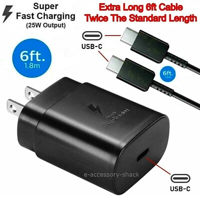 25w Type USB C Super Fast Wall Charger6FT Cable For Samsung Galaxy S20 S21 5G $9.88