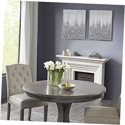 #ad Wall Art Living Room Decor Embellished Hand Painted Metallic Canvas Silver $132.14