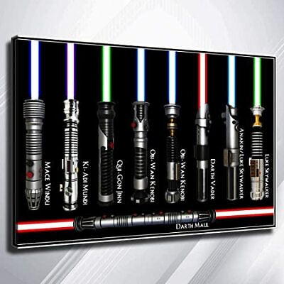 #ad Movie poster Star Wars Poster Lightsaber Canvas Wall Art for wall room decor Art $24.90
