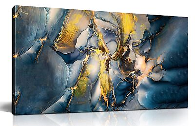 #ad Abstract Wall Art for Living Room Large Size Blue and Gold Wall Art Abstr... $257.38