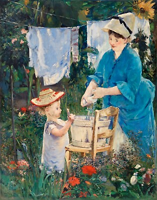 10951.Decoration Poster.Wall Room home art.Manet painting.Laundry.Mother amp; child $15.00