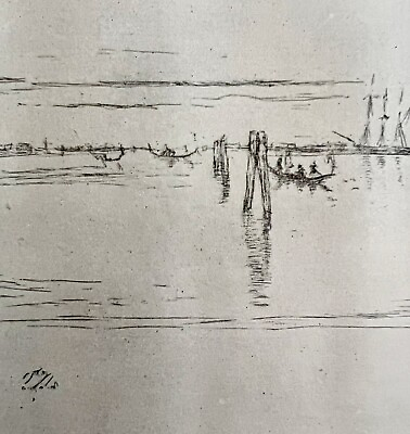 #ad Long Lagoon Etching Print 1922 James McNeill Whistler Second State Art SmDwC3 $12.00