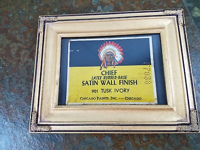 #ad Authentic Antique Chief Satin Wall Finish Chicago Paints Label Framed $19.49