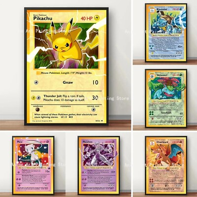 Pokemon trading card poster canvasTCG wall art anime home decor $21.99
