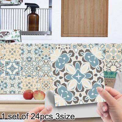 #ad Decorative Tile Wall Stickers for Kitchen Bathroom 24PCS SelfAdhesive Mosaic $13.83