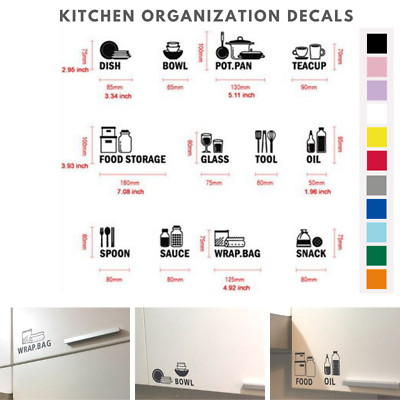 #ad #ad Kitchen Cabinet Labels Decal Storage Home Decor Wall Art Stickers Removable DIY $24.97