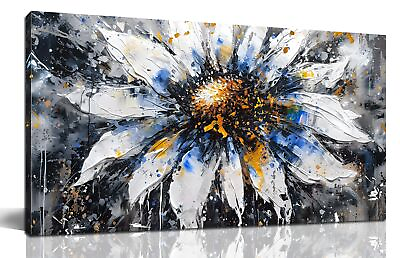 #ad Large Canvas Wall Art for Living Room Bedroom Large White Blue Flower Picture... $240.58