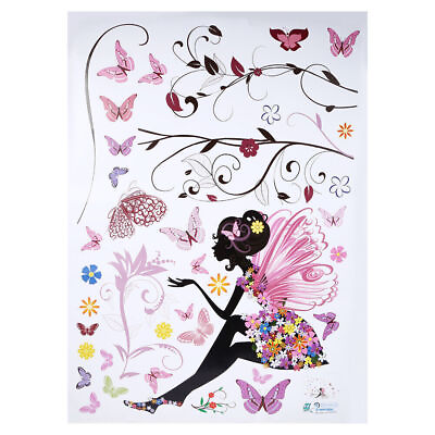 #ad PVC Wall Sticker Fairy Flower Butterfly Vinyl Art Decal Girl Bedroom Home Decor $6.51
