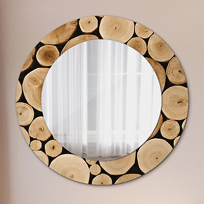 #ad #ad Printed Glass Frame Wall Mirror Bathroom Livingroom Ready to Hang Wood logs $108.95