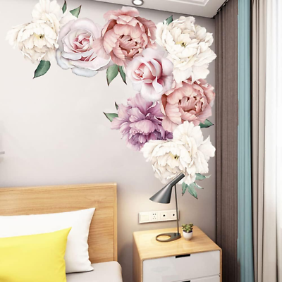 #ad Peony Rose Flowers Wall Stickers Peel amp; Stick Removable Floral Wall Art Decals f $17.62
