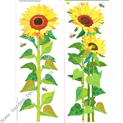 #ad Yellow SUNFLOWER Wall Art Decals Appliques Stickers Peel amp; Stick Removable USA $14.99