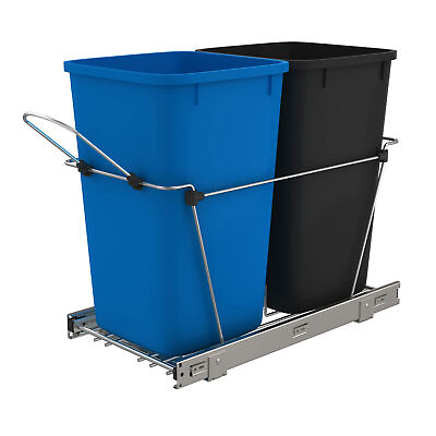 #ad #ad Rev A Shelf Double Pull Out Trash Can 27 Qt for Kitchen Blue RV 15KD 2218C S $79.99