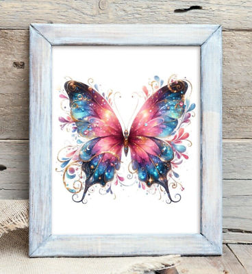 #ad Butterfly Wall Art Print Floral Butterfly Print Butterfly Floral Wall Art Decor $9.99