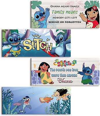 #ad 4 Pieces Stitch Wall Art Decor for Bedroom Stitch Wooden Hanging Signs for Home $25.49