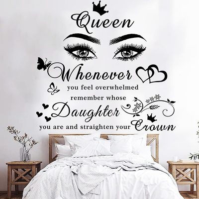 #ad Girls Inspirational Wall Stickers Wall Art Quote Queen Wall Decals Positive Moti $8.69