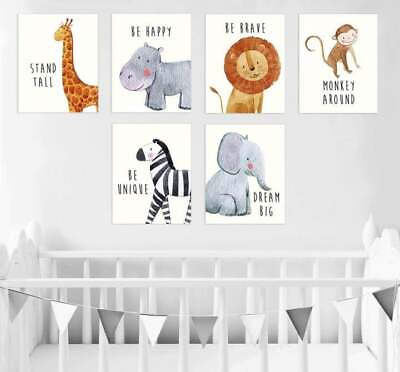 #ad Nursery Decor Wall Art Kids Room Animal Safari Art Quote Prints 6 $17.09