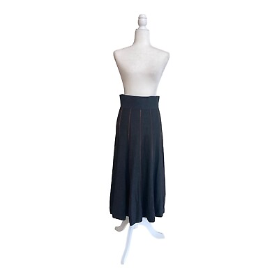 #ad NIC ZOE Sweater Skirt Gray Brown Stripes Elastic Waist Mid A Line Womens Sz M $20.00
