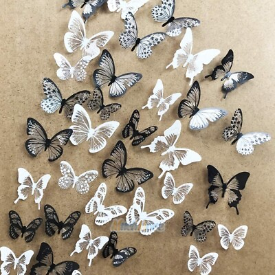 54pcs PVC 3D Crystal Butterfly Wall Stickers Art Decal DIY Home Bedroom Decorate $7.89