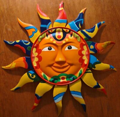 #ad Painted Mexican Sun Cantina Restaurant or Home Wall Decor Metal Sculpture NEW $24.95