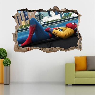 #ad Spider Man Homecoming Smashed Wall Sticker Decal Decor Art Mural Marvel J352 $31.55