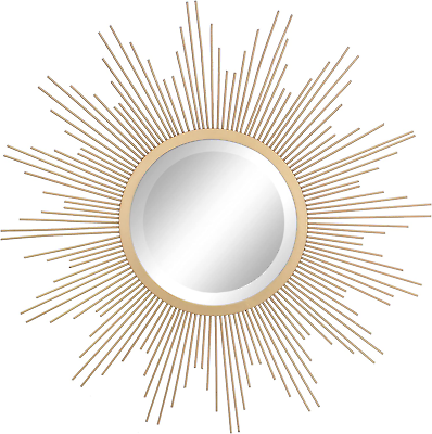 #ad round 23quot; Antique Gold Metal Starburst Hanging Wall Mirror with Attached Mountin $61.99