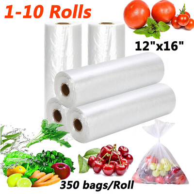 #ad 1 10 Roll 12quot;x16quot; Clear Plastic Produce Bags Kitchen Fruit Food Storage 350 Roll $20.53