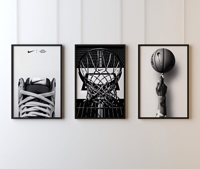 #ad Set of 3 Nike Basketball Art pieces canvas wall art home decor $289.99