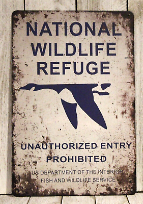 #ad National Wildlife Refuge Tin Metal Sign 1930#x27;s Replica Vintage Rustic Hunting xz $10.97
