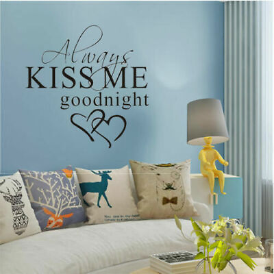 #ad Wall Stickers Quote GOODNIGHT LOVE DIY Removable Bedroom Decals Kiss Me Decor $6.79
