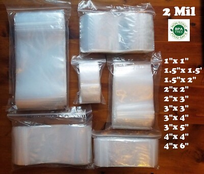 #ad Clear Top Lock Zip Seal Plastic Bags 2Mil Reclosable Jewelry Pill Small Mini Bag $6.39