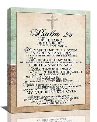 #ad Christian Psalm 23 Wall Art Scripture Bible Verse Pictures Decor Farmhouse Je... $36.33