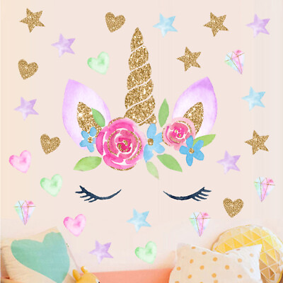 #ad #ad Magical Fairy Unicorn Wall Stickers Stars for Girls Kids Room Decor $8.93