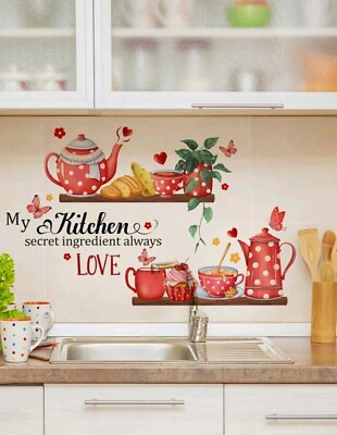 #ad Kitchen Graphic Sticker Waterproof PVC Decorative Wall Decal for Kitchen $23.00