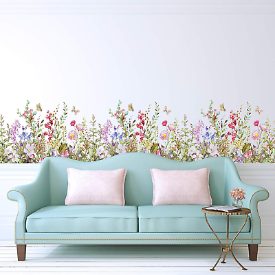 #ad 4 Pieces Flower Wall Stickers Decals Removable Vinyl Plants Wall Stickers Peel a $18.11