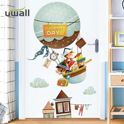 #ad Cartoon Animals Hot air Balloon Wall Stickers Kids Room Home Decoration $9.50