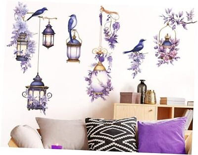 #ad Removable 3D DIY Hanging Flowers Wall Decal Floral and Lamp Wall Purple $23.95