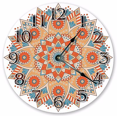 10.5quot; PASTEL MANDALA ABSTRACT GEOMETRIC DESIGN CLOCK Large 10.5quot; Clock 3332 $35.99