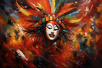 #ad #ad Brazil carnival abstract painting1 24in H *30in L Wall Art Print $64.99