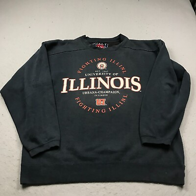 #ad VINTAGE Illinois Fighting Illini Sweatshirt Mens Large Blue Galt Sand Chief NCAA $34.99