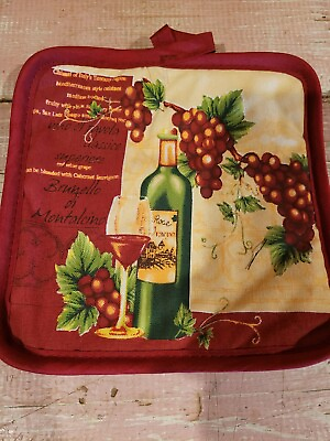 Set Of 2 Chef Valley Kitchen Collection Wine And Grape Kitchen Pot Holders D9 $5.99
