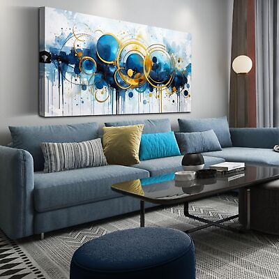 #ad #ad Big Wall Paintings for Living Room Blue Abstract Canvas Wall Art Modern W... $257.38