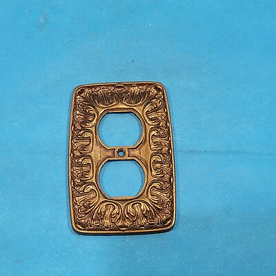 #ad Vintage Wall Outlet Cover Plate Brass Gold Tone $5.73