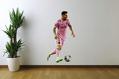#ad Lionel Messi Wall Sticker Vinyl Removeable Decal Soccer Decor Pink Reusable $55.00