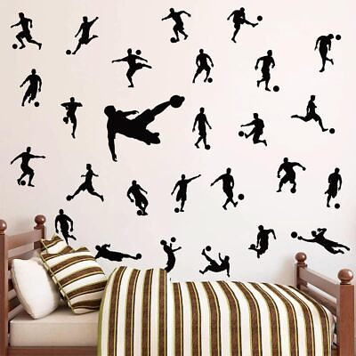 #ad Soccer Player Wall Stickers Football Silhouette Decals Peel and C $27.12